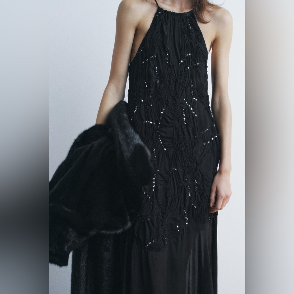 ZARA SEQUINNED HALTER DRESS ZW COLLECTION